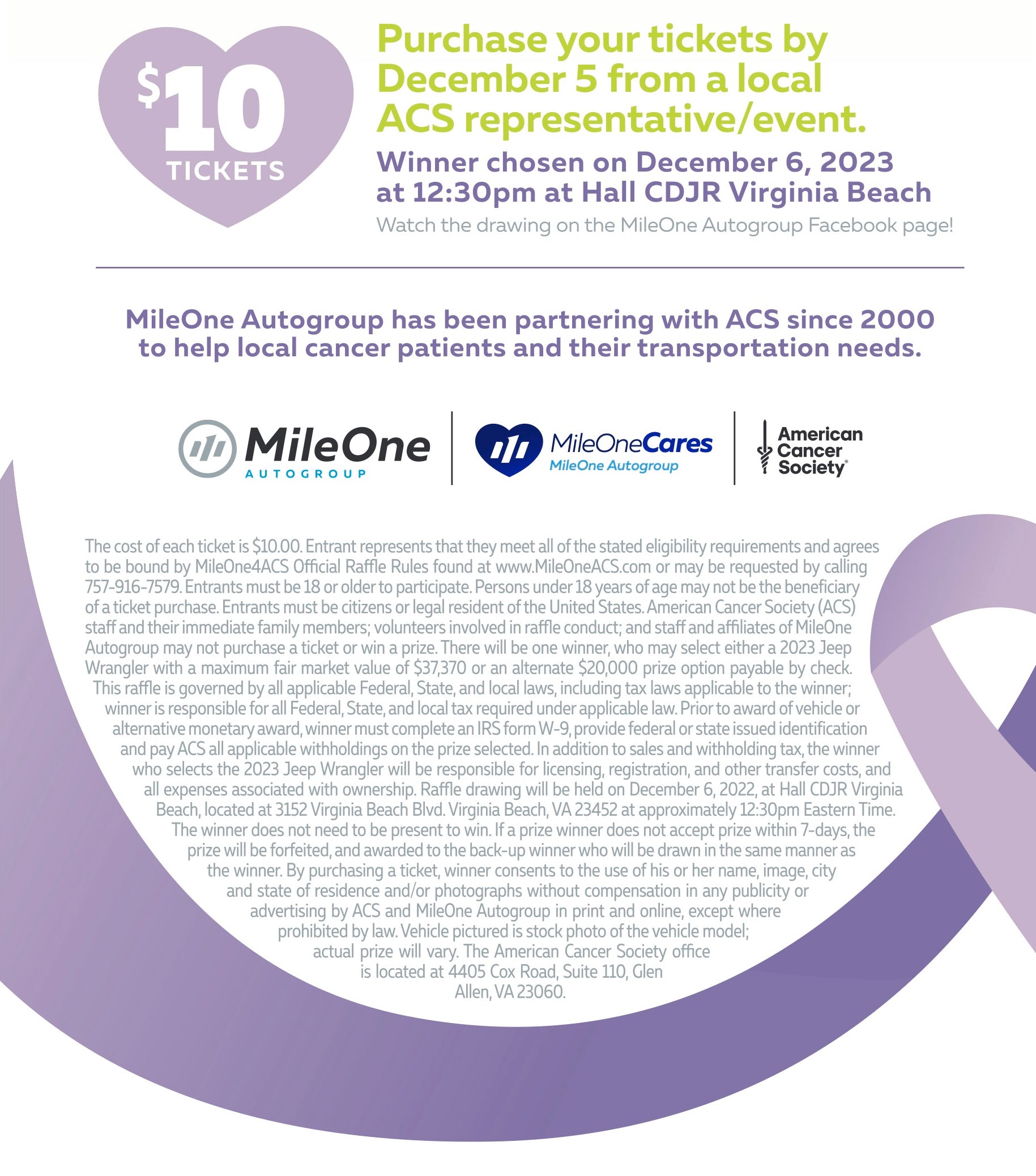 Cancer Raffle Logo MileOne & American Cancer Society Virginia Car Raffle – VACarRaffle
